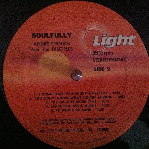 Andraé Crouch & The Disciples : Soulfully (LP, Album, RE, Mon)