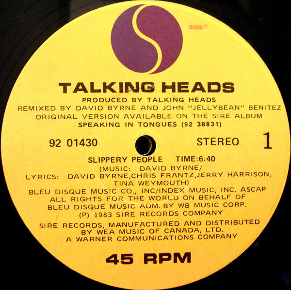 Talking Heads : Slippery People / Making Flippy Floppy (Remixes) (12", Maxi)