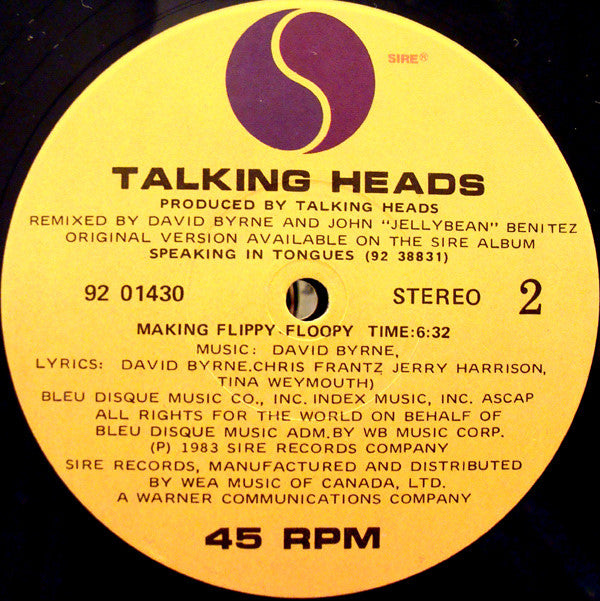 Talking Heads : Slippery People / Making Flippy Floppy (Remixes) (12", Maxi)