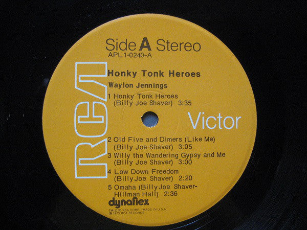 Waylon Jennings : Honky Tonk Heroes (LP, Album, RCA)