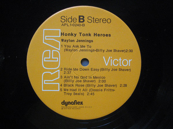 Waylon Jennings : Honky Tonk Heroes (LP, Album, RCA)