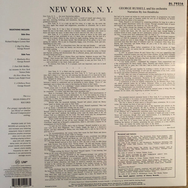 George Russell And His Orchestra* : New York, N.Y. (LP, Album, RE, Gat)
