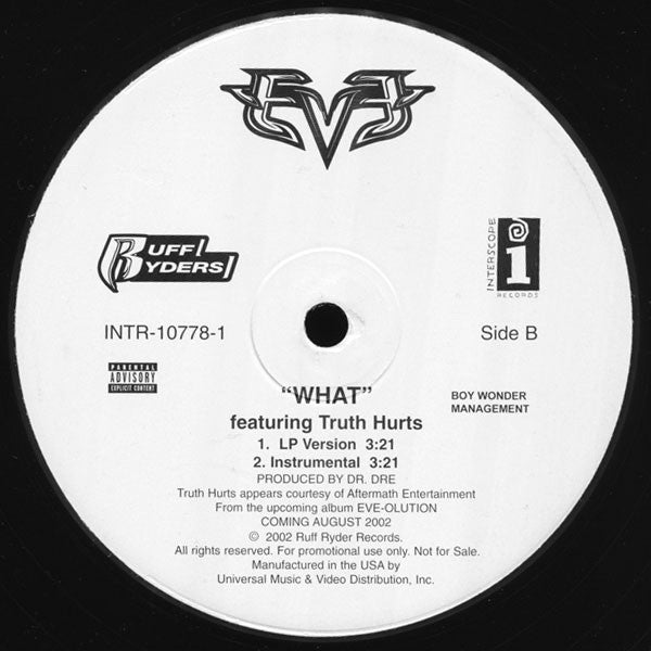 Eve (2) Featuring Truth Hurts : What (12", Promo)