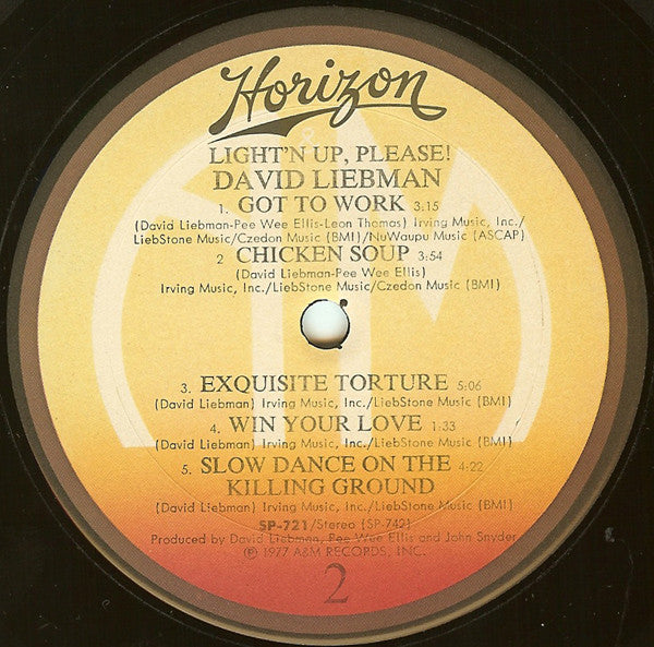 David Liebman : Light'n Up, Please! (LP, Album)