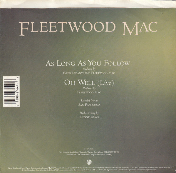 Fleetwood Mac : As Long As You Follow (7", Single)