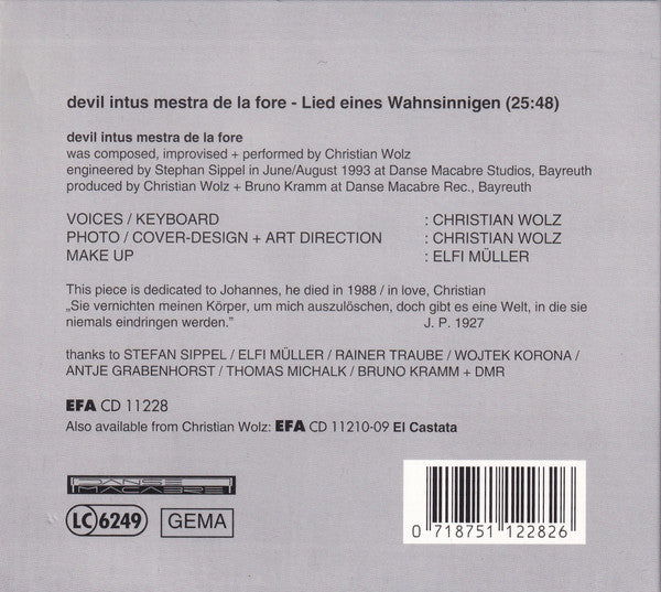 Christian Wolz : Devil Intus Mestra De La Fore (CD)