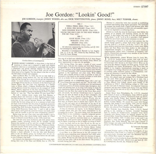 Joe Gordon : Lookin' Good (LP, Album, RE)