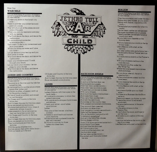 Jethro Tull : War Child (LP, Album, RE)