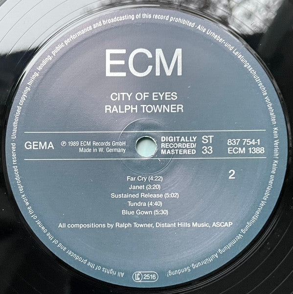 Ralph Towner : City Of Eyes (LP, Album)