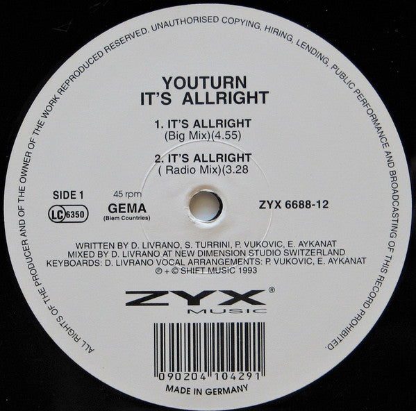 Youturn : It's Allright (12")