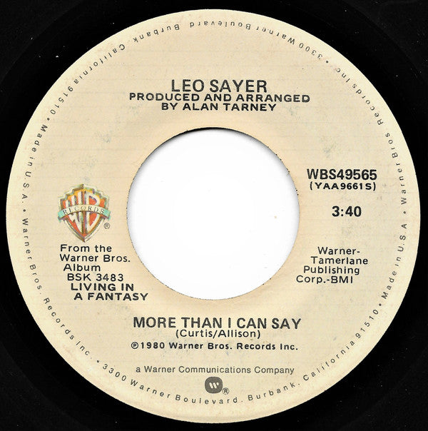 Leo Sayer : More Than I Can Say (7", Single, Spe)