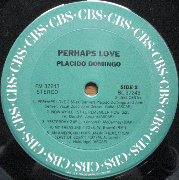Placido Domingo With John Denver : Perhaps Love (LP, Album, Ter)