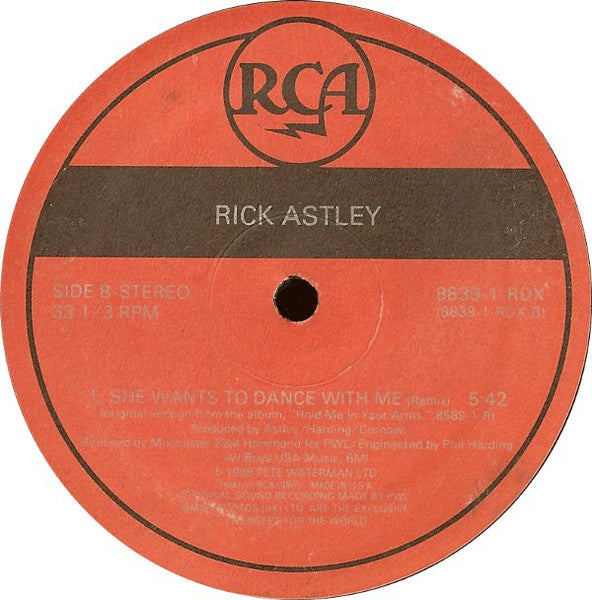 Rick Astley : She Wants To Dance With Me (Night & Day Remixes) (12")