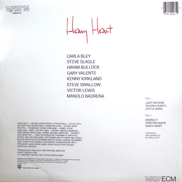 Carla Bley : Heavy Heart (LP, Album)
