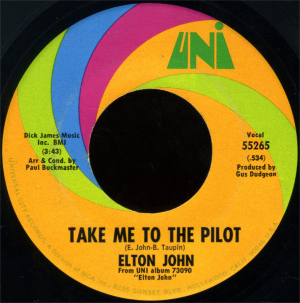 Elton John : Your Song (7", Single, Mono, Pin)
