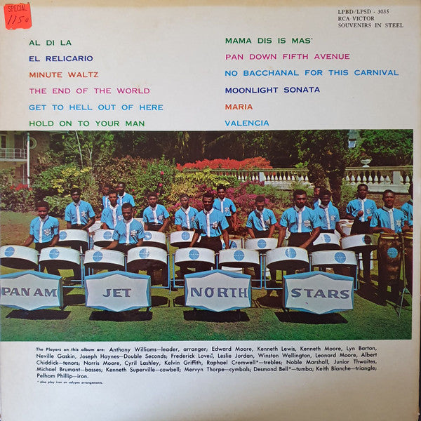 Pan Am Jet North Stars Steelband : Souvenirs In Steel (LP, Album, Mono)