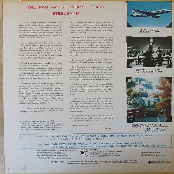 Pan Am Jet North Stars Steelband : Souvenirs In Steel (LP, Album, Mono)