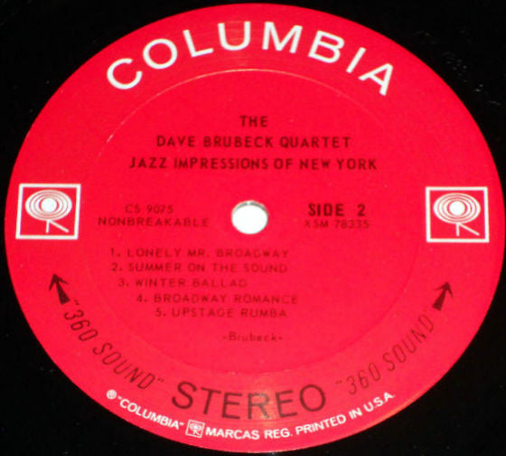 The Dave Brubeck Quartet : Jazz Impressions Of New York (LP, Album, Pit)