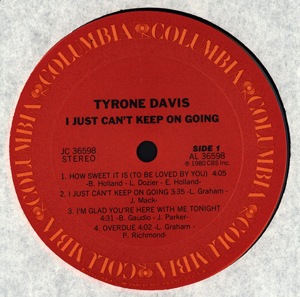 Tyrone Davis : I Just Can't Keep On Going (LP, Album)