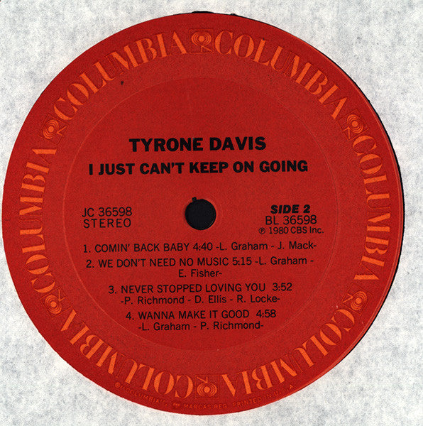 Tyrone Davis : I Just Can't Keep On Going (LP, Album)