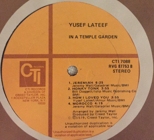 Yusef Lateef : In A Temple Garden (LP, Album, Gat)