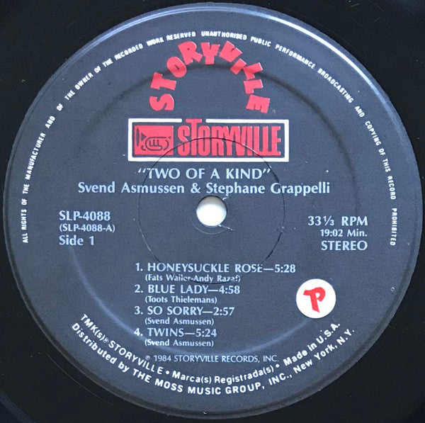 Svend Asmussen & Stephane Grappelli* : Two Of A Kind (LP, Album, RE)