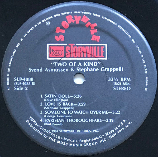 Svend Asmussen & Stephane Grappelli* : Two Of A Kind (LP, Album, RE)
