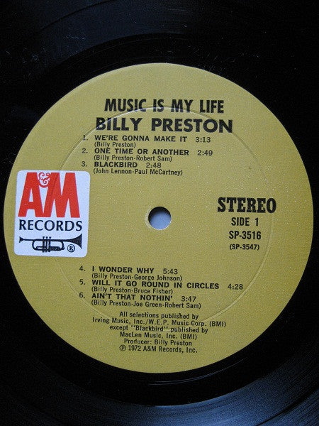 Billy Preston : Music Is My Life (LP, Album, Mon)