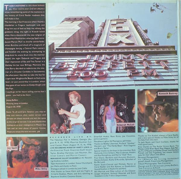 Jimmy Buffett : "You Had To Be There" - Recorded Live (2xLP, RE, Rai)