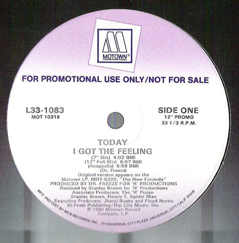Today : I Got The Feeling (12", Promo)