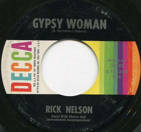 Rick Nelson* : String Along / Gypsy Woman (7", Single, Mono, Pin)