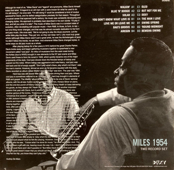 Miles Davis : Miles 1954 (2xLP, Comp, 180)
