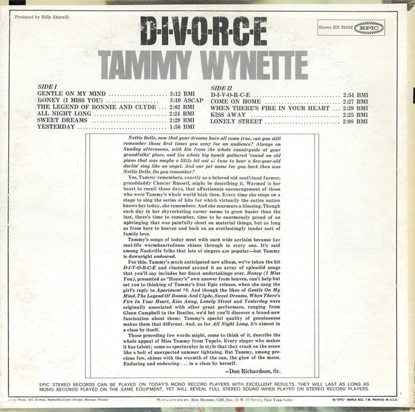Tammy Wynette : D-I-V-O-R-C-E (LP, Album, Pit)