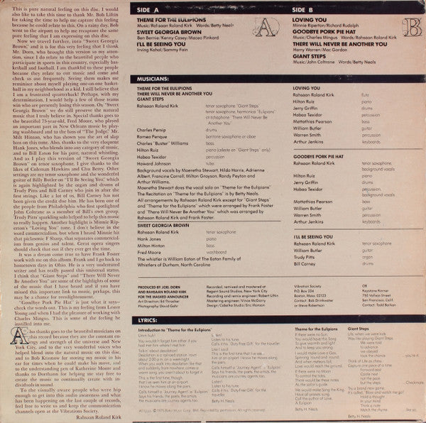 Rahsaan Roland Kirk* : The Return Of The 5000 Lb. Man (LP, Album, Promo)