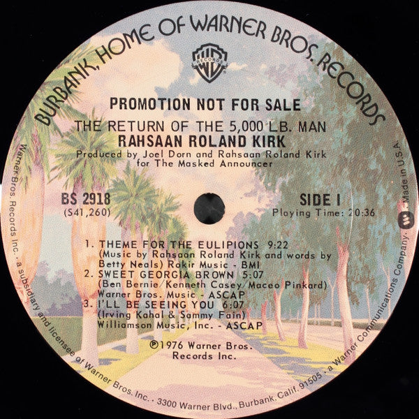 Rahsaan Roland Kirk* : The Return Of The 5000 Lb. Man (LP, Album, Promo)