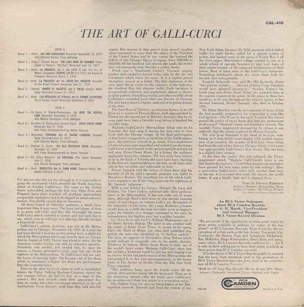 Galli-Curci* : The Art Of Galli-Curci (LP, Comp)