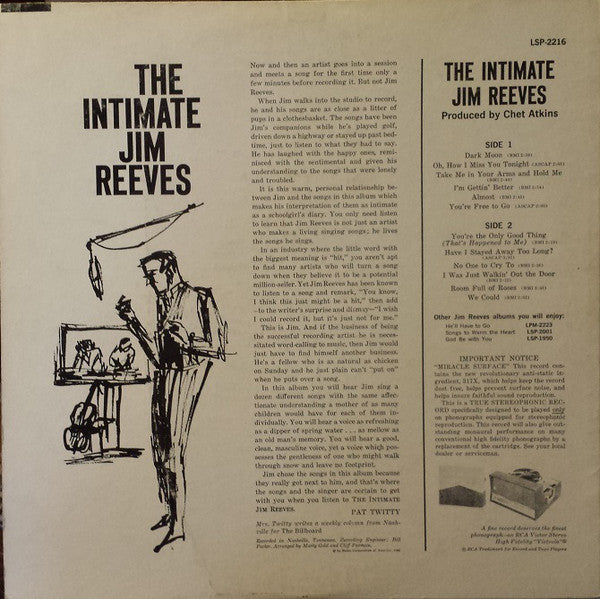 Jim Reeves : The Intimate Jim Reeves (LP, Album, Hol)