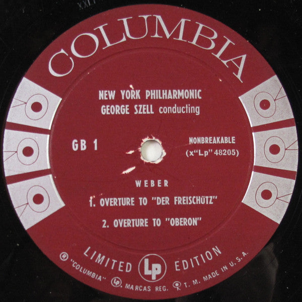 Tchaikovsky* / Weber* - George Szell Conducting The New York Philharmonic, Leonard Rose : Variations On A Rococo Theme For Cello And Orchestra Op. 33 / Overture To "Der Freischütz" / Overture To "Oberon" (LP, Mono, Ltd, RE)