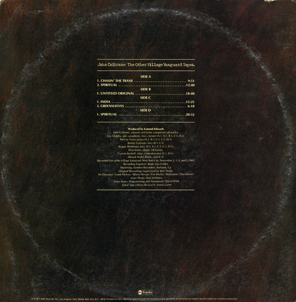 John Coltrane : The Other Village Vanguard Tapes (2xLP, Album, Gat)