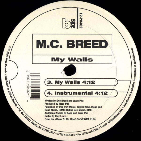 MC Breed : U Can't See Me / My Walls (12")