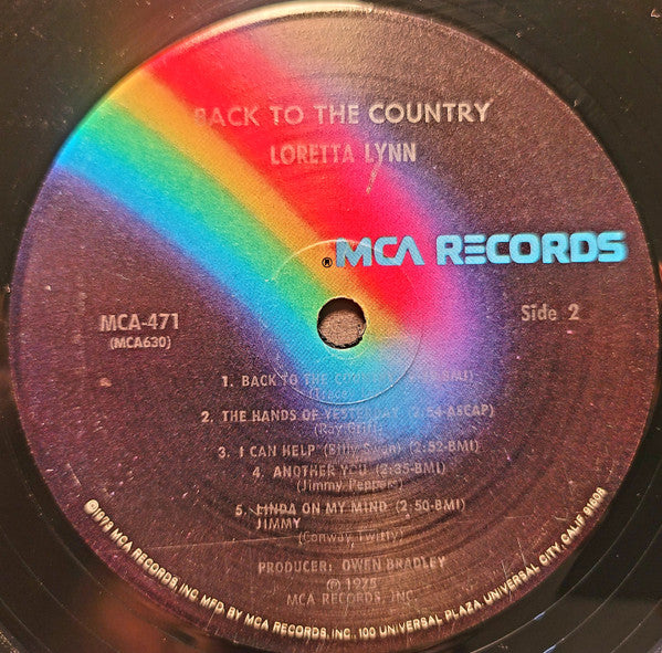 Loretta Lynn : Back To The Country (LP, Album, Pin)
