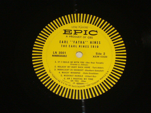 Earl "Fatha" Hines* : The Earl Hines Trio (LP, Mono)