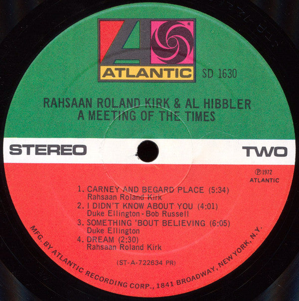 Rahsaan Roland Kirk* & Al Hibbler : A Meeting Of The Times (LP, Album, Pre)