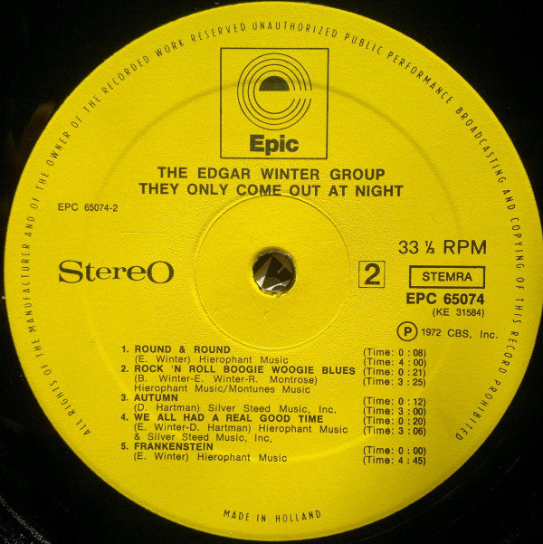 The Edgar Winter Group : They Only Come Out At Night (LP, Album)