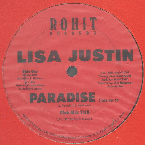 Lisa Justin : Paradise (Take Me To) (12")