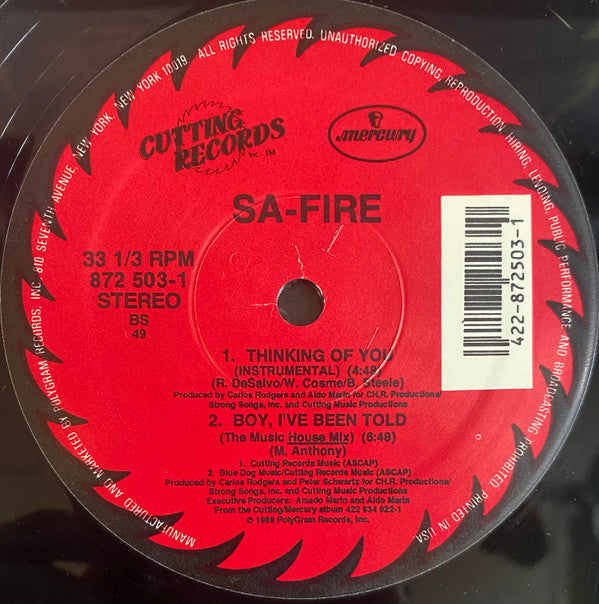 Sa-Fire* : Thinking Of You (12", Single, 49 )