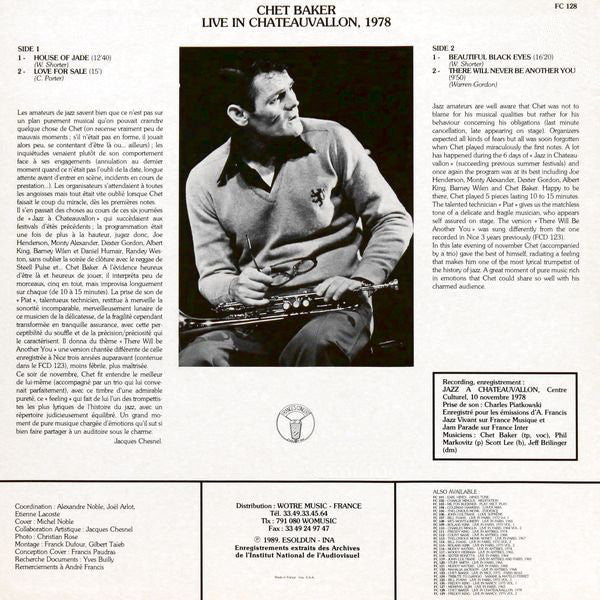 Chet Baker : Live In Chateauvallon, 1978 (LP)