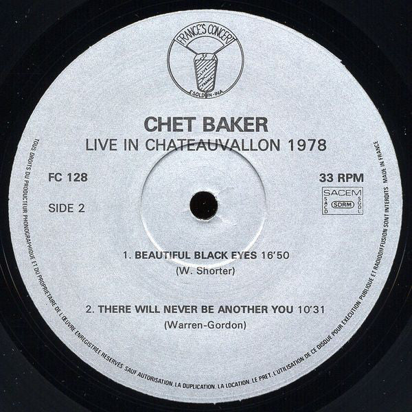 Chet Baker : Live In Chateauvallon, 1978 (LP)