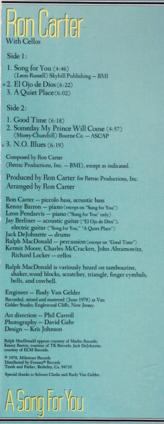 Ron Carter : A Song For You (LP, San)