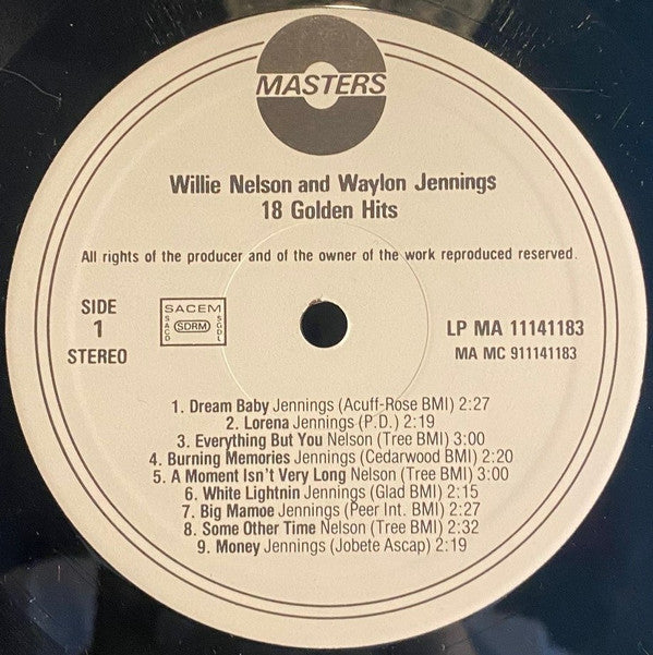 Willie Nelson, Waylon Jennings : 18 Golden Hits (LP, Comp)